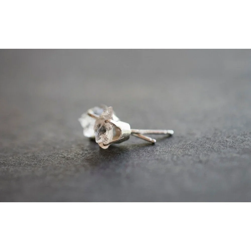 Lake County diamond earrings, 925 sterling silver, raw gemstones